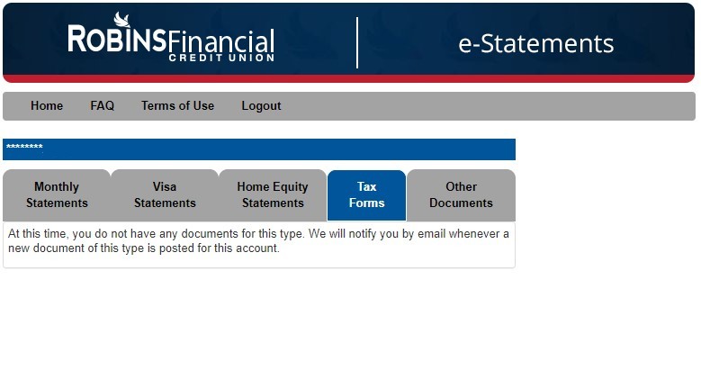 e-statements page in digital banking