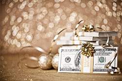 money with gold bow