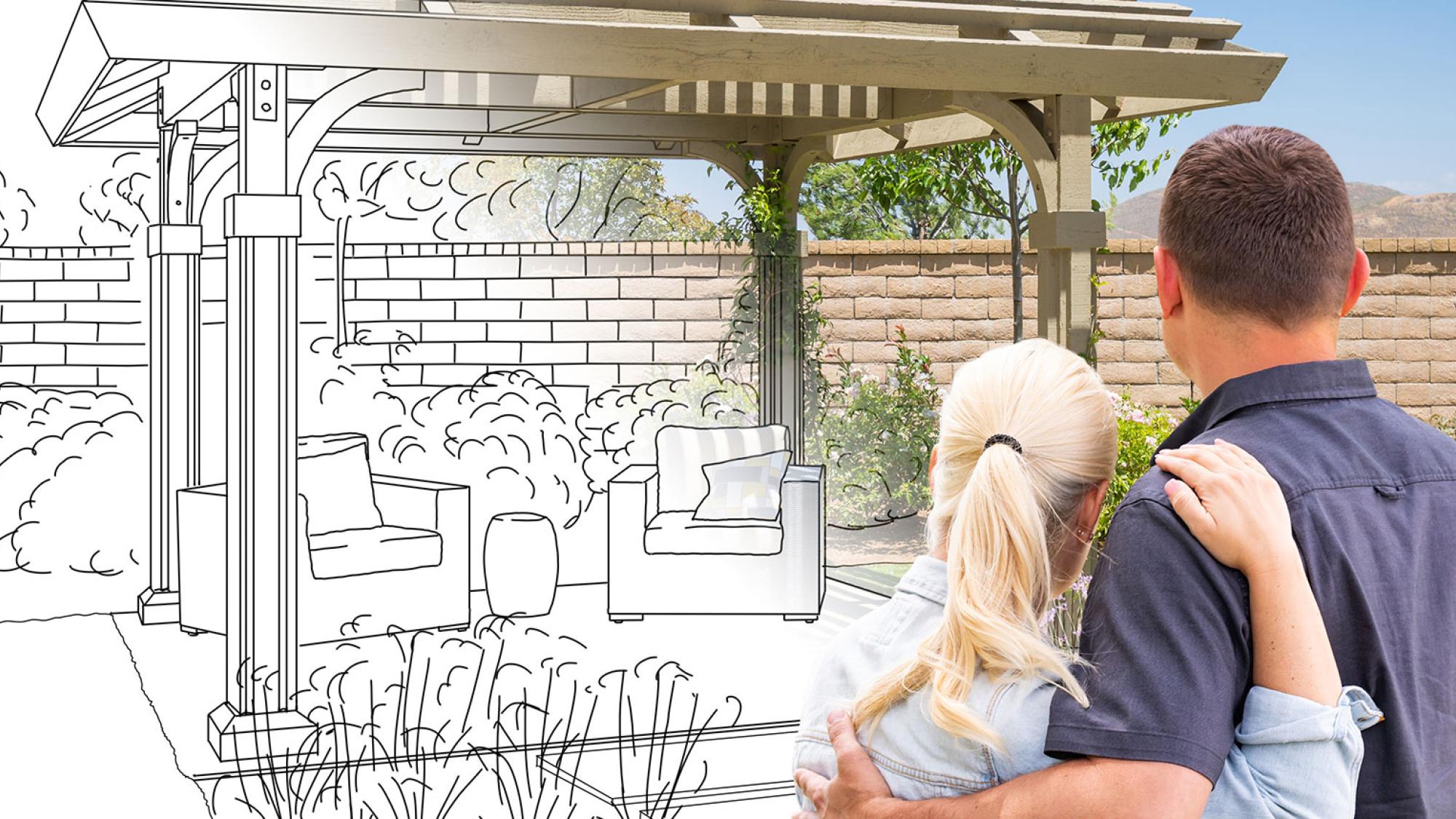 Couple with blueprints