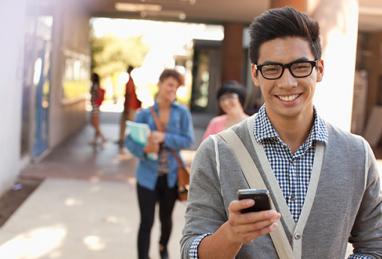 person with cell phone using financial app