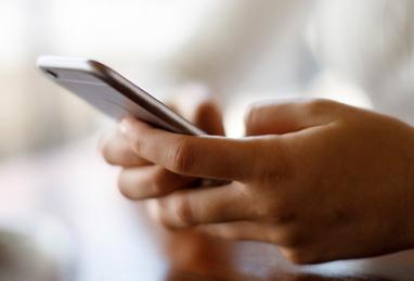 Female hands using cell phone