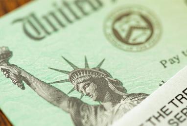 close-up image of check from United States Treasury, Economic Impact Payment, stimulus payment, stimulus check, stimulus, Internal Revenue Service, IRS, U.S. Treasury, COVID-19, coronavirus