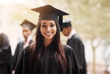 young female student on graduation day, high school graduation, college graduation 