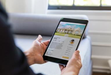 man using a real estate mobile app in his search for a new home