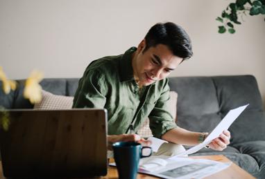 Man working on finances