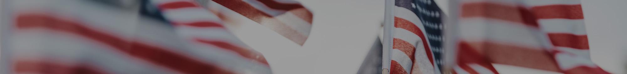 military hero flags in a row